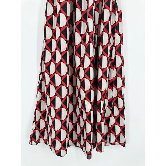 Cynthia Rowley Caprice Midi Dress Off The Shoulder Puff Sleeve Smocked Geometric - Picture 13 of 15